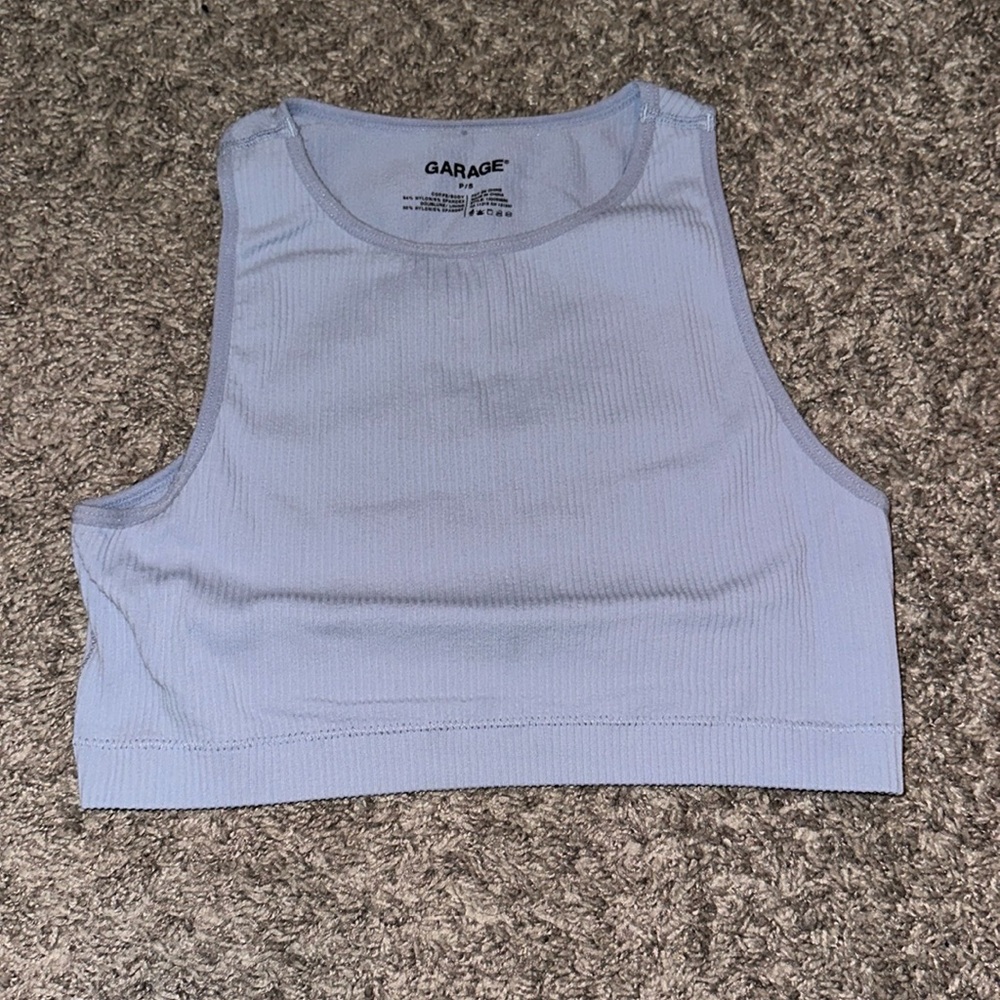 Blue Garage Halter Crop Size Medium